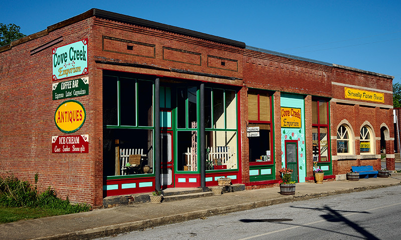 Storefronts in historic downtown building